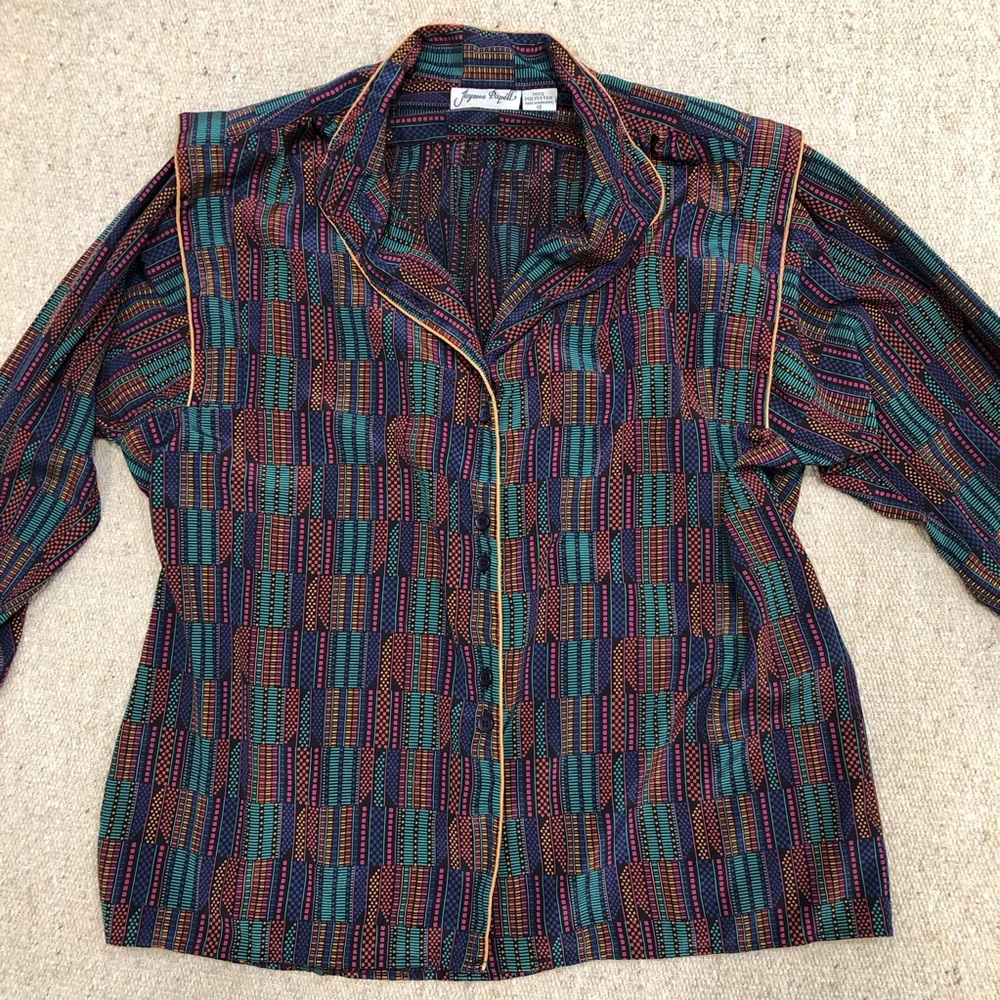 Vintage Colorful Geometric Women's Blouse
